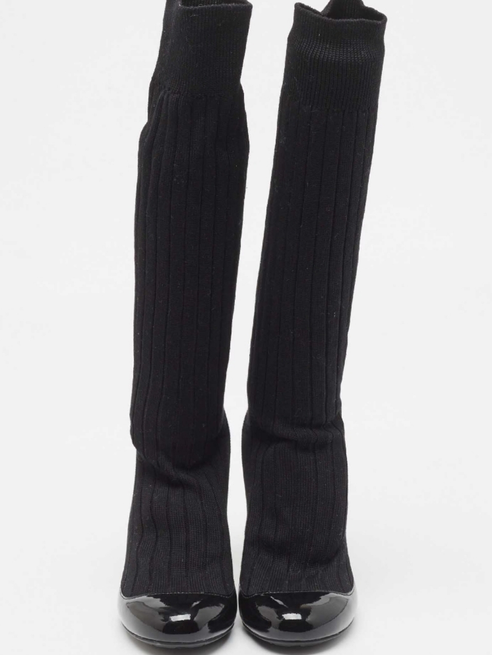 CHANEL LIKE NEW ! Black Sock-Stiletto High Heel Boot - Picture 2 of 8